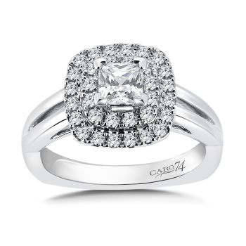 Halo Engagement Ring Mounting in 14K White Gold with Platinum Head (.38 ct. tw.) /CR761W