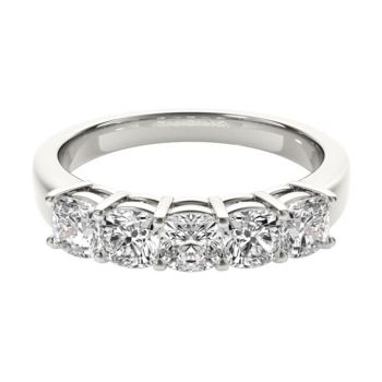 1.50ct 5 stone Gallery Ring - Cushion Cut Diamond Band set in White, Rose,Yellow Gold or Platinum F VS1 ID-5SHI150-CUS