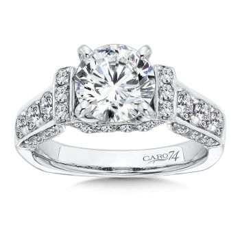 Grand Opulance Collection Engagement Ring With Diamond Side Stones in 14K White Gold with Platinum Head (1.15ct. tw.) /CR226W