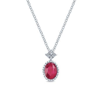 0.04 ct - Necklace
 14k White Gold Diamond And Ruby Fashion /NK4483W45RB-IGCD