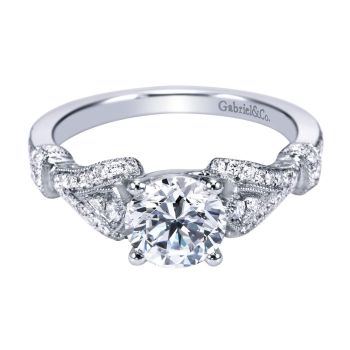 14K White Gold 0.28 ct Diamond Straight Engagement Ring Setting ER7531W44JJ