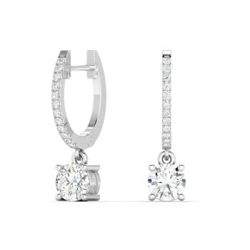 1.20Ct 14Kt Gold Lab Grown Round Cut Diamond Droplet Hoops Earrings E-F Color VS1 Clarity