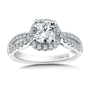 Halo Engagement Ring Mounting in 14K White Gold with Platinum Head (.46 ct. tw.) /CR727W