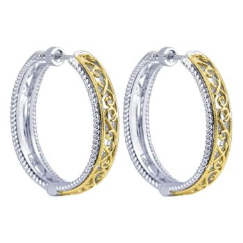 925 Silver/18k Yellow Gold Hoop Earrings EG10906MYJJJ