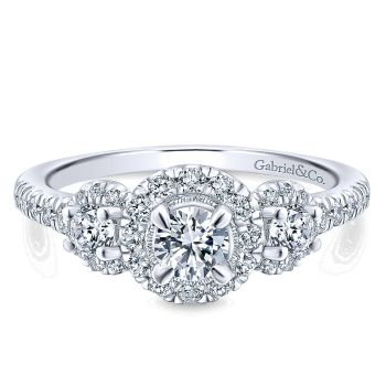 0.96 ct Pre-Set Engagement Ring
 14k White & Pink Gold Diamond 3 Stones /ER913028R1T44JJ.CSD4-IGCD