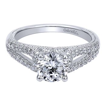 0.28 ct - Diamond Engagement Ring Set in 14k White Gold Split Shank /ER10285W44JJ-IGCD