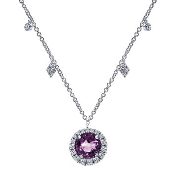 0.34 ct Diamond Amethyst Fashion Necklace set in 14KT White Gold NK4945W45AM