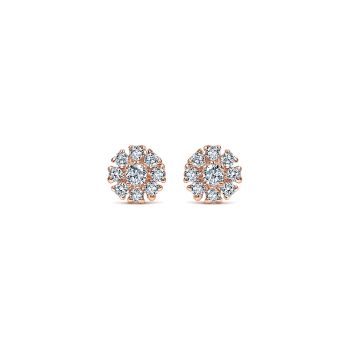 0.11 ct - Earrings
 14k Pink Gold Diamond Stud /EG12377K45JJ-IGCD