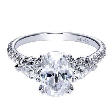 14K White Gold 0.58 ct 3 Stones Diamond Engagement Ring Setting ER9048W44JJ