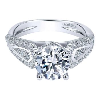 0.45 ct - Diamond Engagement Ring Set in 14k White Gold Straight Setting /ER11720R4W44JJ-IGCD