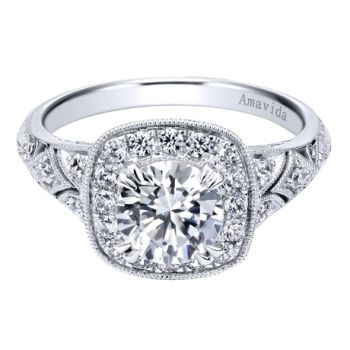Gabriel & Co Platinum 0.34 ct Diamond Halo Engagement Ring Setting ER10045PT3JJ