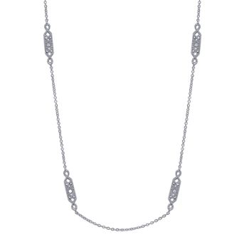 0.09 ct Round Cut Diamond By The Yard Necklace set in 14K White Gold NK756-18W45JJ