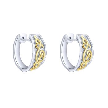 0.10 ct - Earrings
 925 Silver/18k Yellow Gold Diamond Huggie /EG11133MY5JJ-IGCD