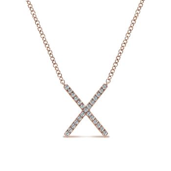 0.13 ct - Necklace
 14k Pink Gold Diamond Bar /NK4941K45JJ-IGCD
