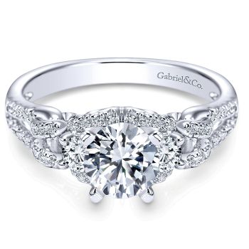 0.45 ct - 3 Stone Diamond Engagement Ring Set in 14K White Gold /ER5332W44JJ-IGCD