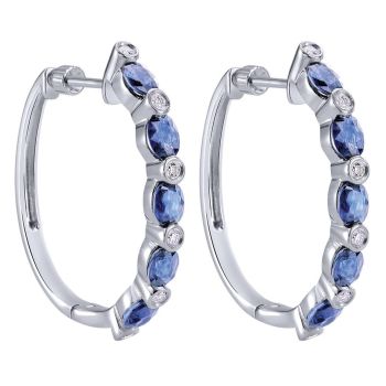 14k White Gold Diamond and Sapphire Classic Earrings 0.16 ct EG10033W44SB