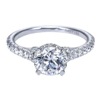Gabriel & Co 18K White Gold 0.38 ct Diamond Straight Engagement Ring Setting ER7561W83JJ