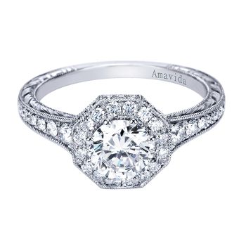 0.41 ct - Diamond Engagement Ring Set in Platinum Diamond Halo /ER6498PT3JJ-IGCD