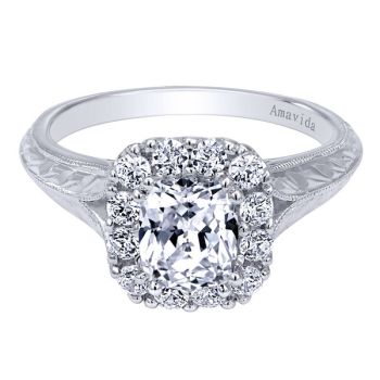 Gabriel & Co 18K White Gold 0.42 ct Diamond Halo Engagement Ring Setting ER10228W83JJ