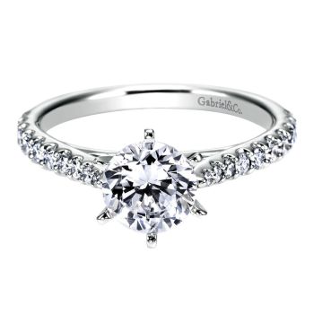 14K White Gold 0.36 ct Diamond Straight Engagement Ring Setting ER6692W44JJ