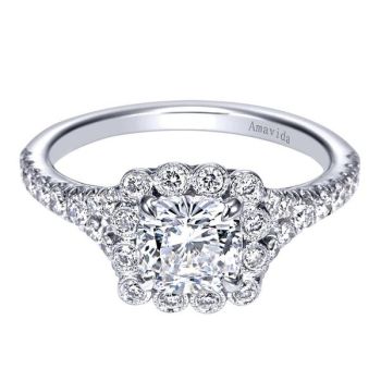 Gabriel & Co 18K White Gold 0.43 ct Diamond Halo Engagement Ring Setting ER7942W83JJ