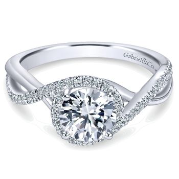 0.24 ct - Diamond Engagement Ring Set in 14k White Gold Criss Cross /ER7804W44JJ-IGCD