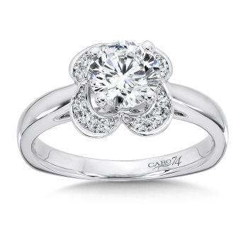 Inspired Vintage Collection Halo Engagement Ring in 14K White Gold with Platinum Head (0.12ct. tw.) /CR371W