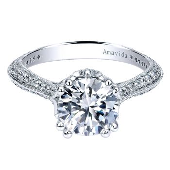 0.40 ct - Diamond Engagement Ring Set in 18k White Gold - Straight Setting /ER11801R6W83JJ-IGCD