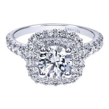 Gabriel & Co 18K White Gold 0.84 ct Diamond Halo Engagement Ring Setting ER11437R4W83JJ