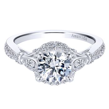 18K White Gold 0.34 ct Diamond Halo Engagement Ring Setting ER11361R4W83JJ