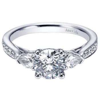 0.56 ct - 3 Stone Diamond Engagement Ring Set in 18k White Gold /ER6381W83JJ-IGCD