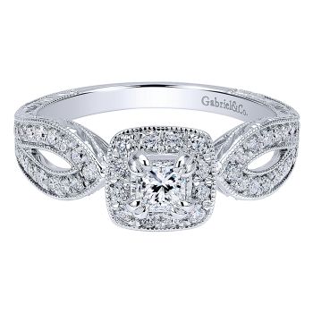 0.66 ct Pre-Set Engagement Ring
 14k White Gold Diamond Halo /ER911592S1W44JJ.CSD4-IGCD