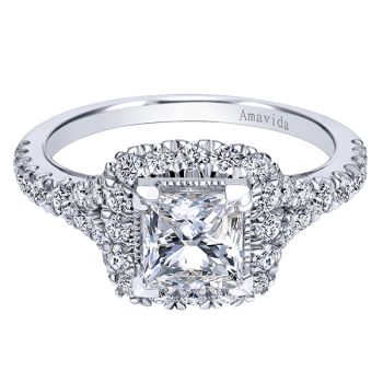 Gabriel & Co 18K White Gold 0.70 ct Diamond Halo Engagement Ring Setting ER11820S4W83JJ