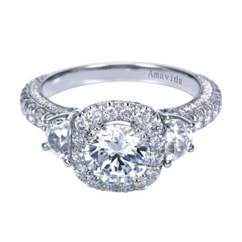 18K White Gold 1.24 ct Diamond Halo Engagement Ring Setting ER6760W83JJ