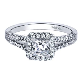 0.33 ct Diamond Engagement Ring - Set in 14k White Gold Diamond Halo /ER9520W44JJ-IGCD