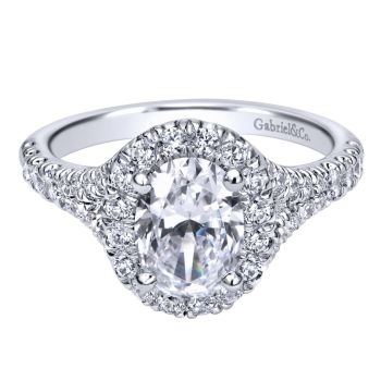 14K White Gold 0.71 ct Diamond Halo Engagement Ring Setting ER10291W44JJ