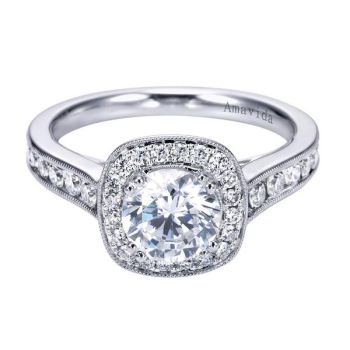 Gabriel & Co 18K White Gold 0.58 ct Diamond Halo Engagement Ring Setting ER7181W83JJ