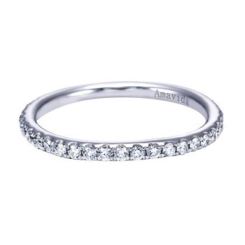 0.34 ct F-G SI Diamond Curved Wedding Band In 18K White Gold WB7238W83JJ