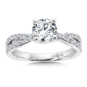 Criss Cross Engagement Ring with Diamond Side Stones in 14K White Gold (0.32ct. tw.) /CR485W
