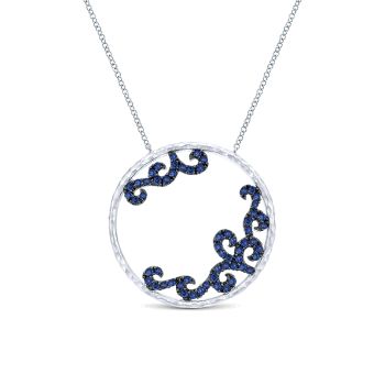 0.8 ct - Necklace
 925 Silver And Sapphire Fashion /NK4789SVJSA-IGCD