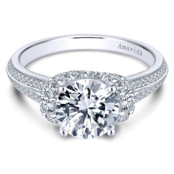0.65 ct - Diamond Engagement Ring Set in 18k White Gold - Straight Setting /ER7552W83JJ-IGCD