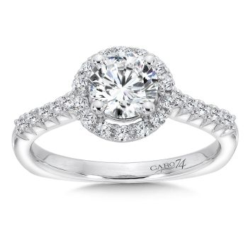 Classic Elegance Collection Halo Engagement Ring with Side Stones in 14K White Gold with Platinum Head (0.28ct. tw.) /CR357W
