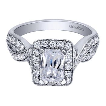 14K White Gold 0.59 ct Diamond Criss Cross Engagement Ring Setting ER10747W44JJ