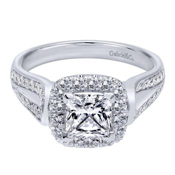 14K White Gold 0.46 ct Diamond Criss Cross Engagement Ring