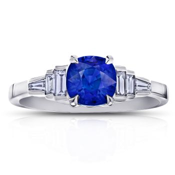 1.44 Cushion Blue sapphire Ring