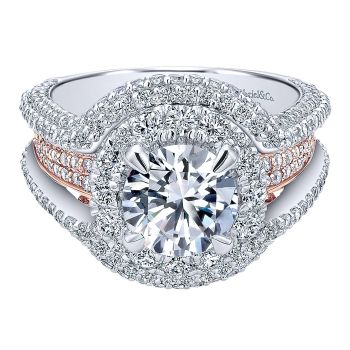 1.95 ct Diamond Engagement Ring- Set in 18k White or Pink Gold Diamond Halo /ER11995R6T84JJ-IGCD
