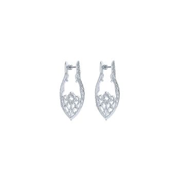 0.62 ct - Earrings
 925 Silver White Sapphire Intricate Hoop /EG12030SVJWS-IGCD