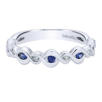 0.07 ct - Ladies' Ring
 14k White Gold Diamond And Sapphire Stackable /LR50249W45SA-IGCD
