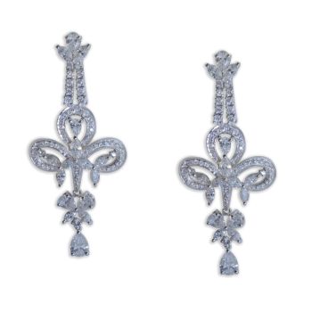 18KT White Gold Round, Pear & Marquise Diamond Chandelier Earrings 5.24ct D03857EDVS68W-IAJLD