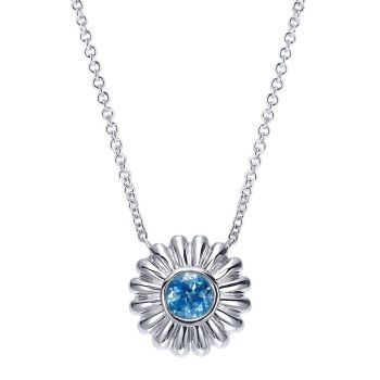 925 Silver Swiss Blue Topaz Fashion Necklace NK3891SVJBT